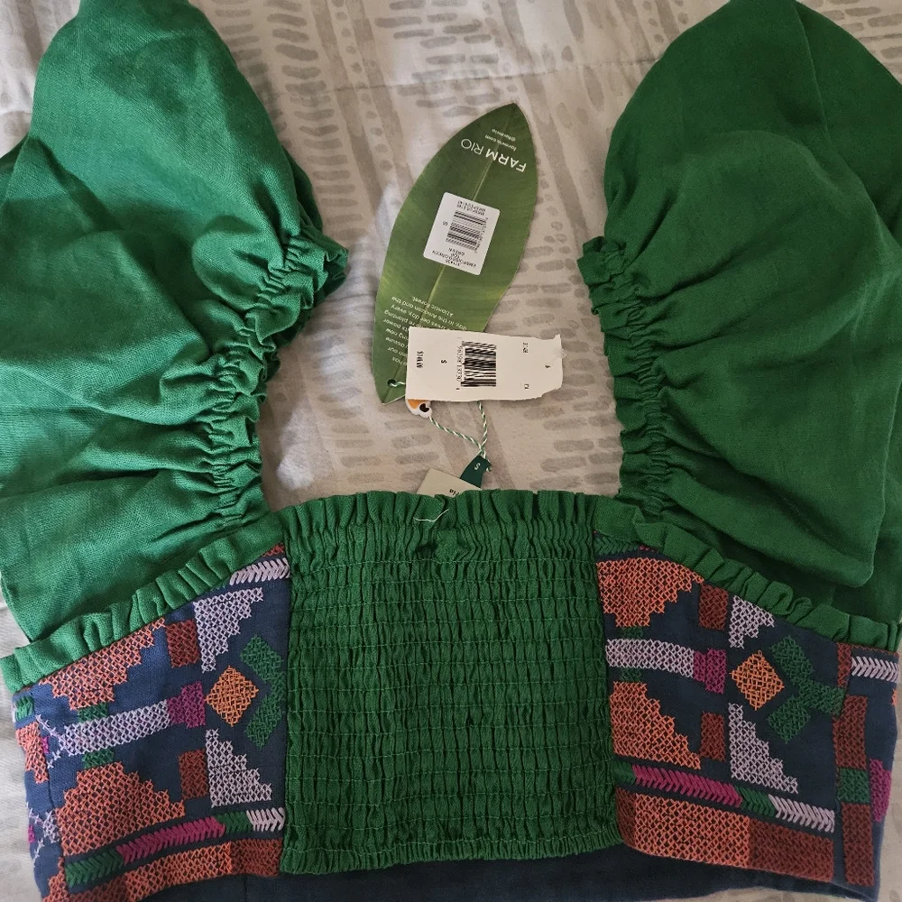 Farm Rio Embroidered Green Top - Picture 3 of 4
